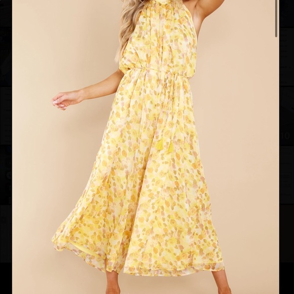 Red Dress Boutique Pants - Yellow floral print jumpsuit